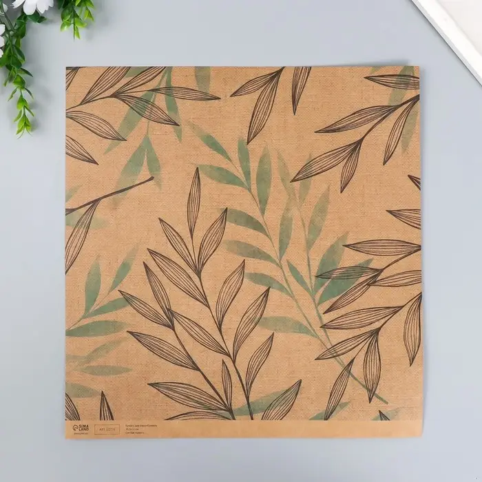 Бумага для скрапбукинга двусторонняя крафт "Флора" плотность 180 гр 30,5х32 см