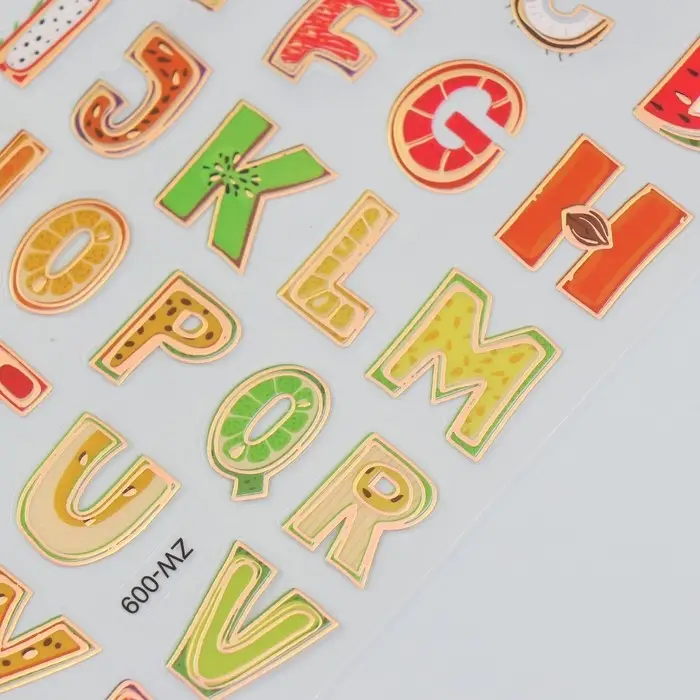 Наклейка пластик "Английский алфавит" с золотом МИКС 10,2х20,5 см