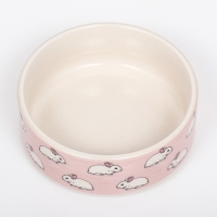 Миска керамическая "Кролики" 200мл, 10,5 х 4 см, розовая