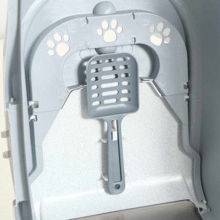 Туалет-домик для кошек закрытый с дверцей 50*38*37 см, серый