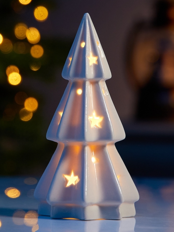 Светодиодная фигура "Елочка со звездами" 13х6.5х6.5, 1 LED, LR44x3(в компл.), Т/БЕЛЫЙ