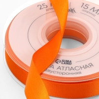 Лента атласная двухсторонняя №751 15мм*25&plusmn;1м ярко-оранжевый TR