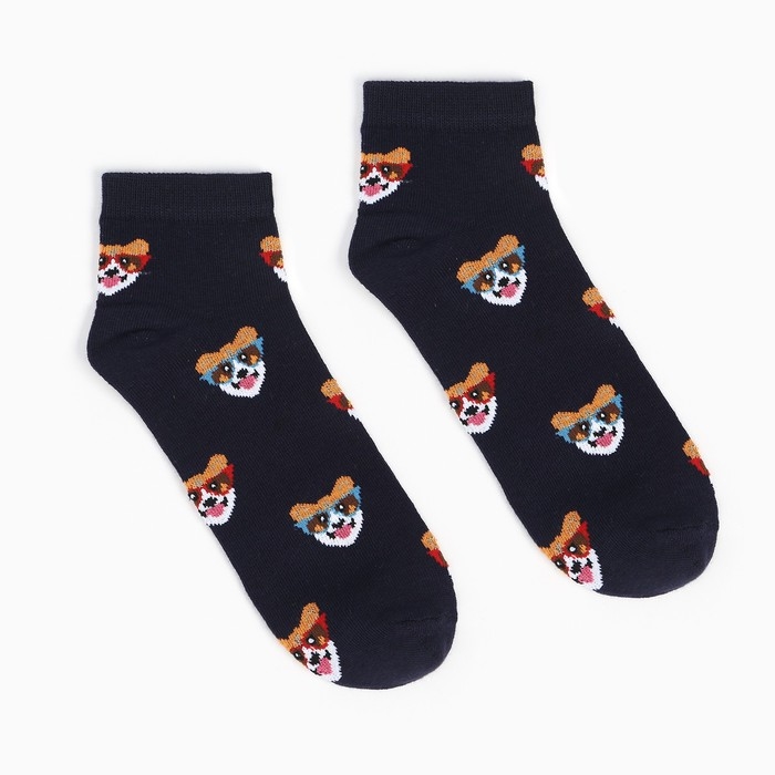 Носки женские "Корги в очках", цвет синий, размер 38-40