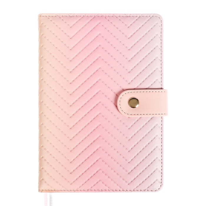 Ежедневник недатированный A5 136 листов, кожзам deVENTE. Elizabeth, твердая обложка с поролоном, перфорация, ляссе, блок 70, розовый