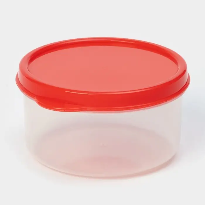 Контейнер круглый Доляна, пищевой, 150 мл, прозрачный, крышка красная