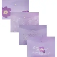 Папка-конверт на кнопке формат А4 180мкр блестящая МИКС Сиреневый стиль  (штрихкод на штуке)   10843