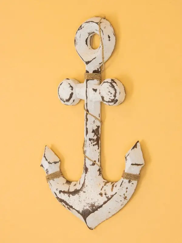 Декор интерьерный "Якорь" дерево 23х2х40 см, цв. бело-коричневый