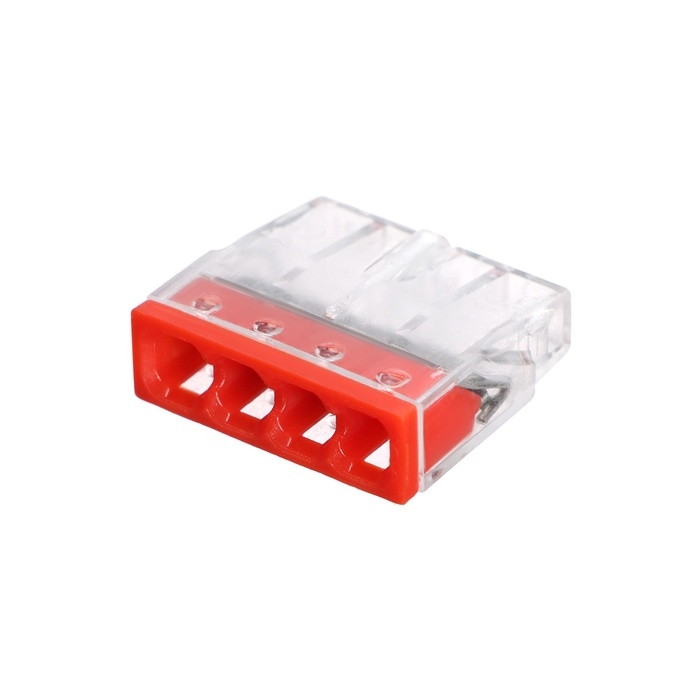 Клемма строительно-монтажная, 2,5 мм2, K-004, 414 4-проводная, набор 10 шт Клемма строительно-монтажная, 2,5 мм2, K-004, 414 4-проводная, набор 10 шт