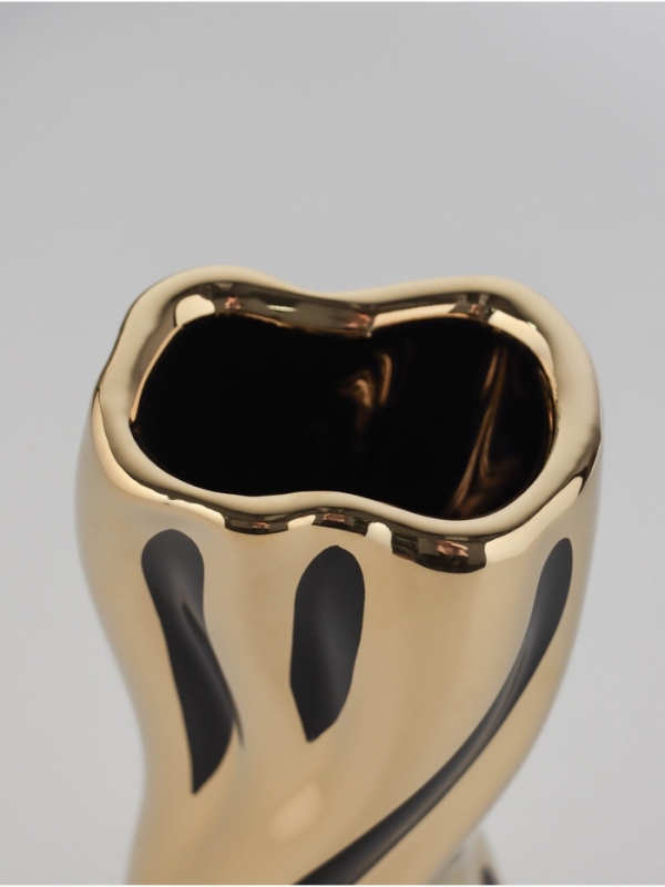 Ваза керамика настольная "Имоджен" 18х7 см, золотисто-чёрный