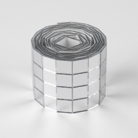 Зеркальная мозайка клеевая, 1 &times; 1 см, 4 ряда 4 см &times; 1 м, серебряное стекло