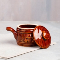 Кокотница с крышкой "Бочка", керамика, 0.2 л