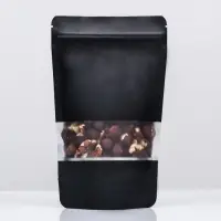 Пакет дой-пак, матовый, чёрный с окном, 12&times;20&times;4 см