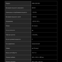 Микроволновая Печь HBW 2030 BG 20л. 1250Вт черный