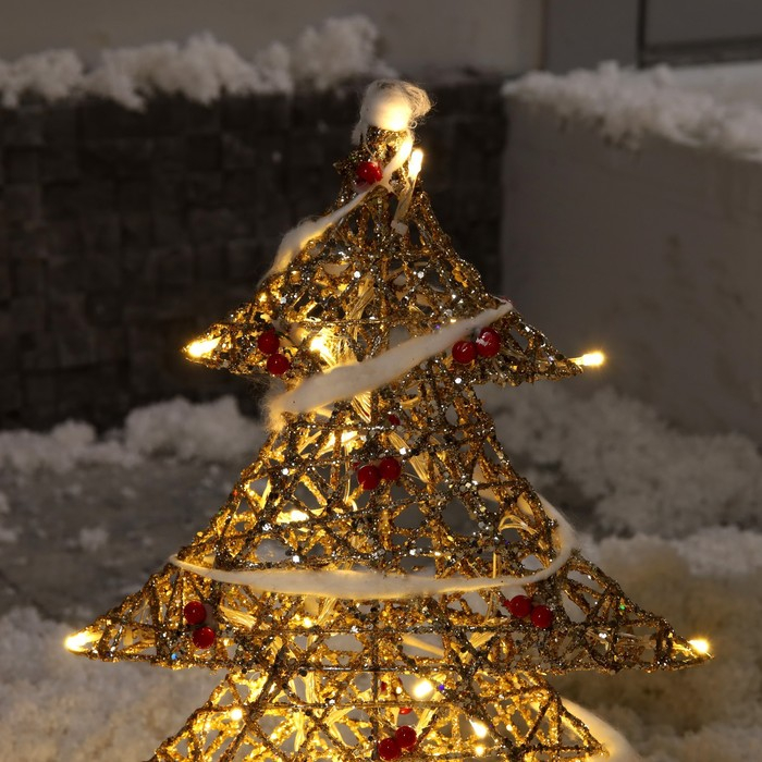 Светодиодная фигура &laquo;Ёлка с ягодами&raquo; 40 &times; 50 &times; 10 см, металл, 220 В, свечение тёплое белое