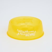 Миска пластиковая «Обещай кормить меня вечно», 300 мл, желтый Миска пластиковая «Обещай кормить меня вечно», 300 мл, желтый