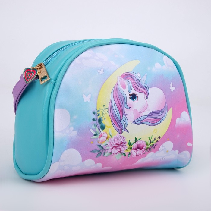 Сумка детская Сумка детская "Единорог на луне", искусственная кожа, с брелком, 18х15х2 см