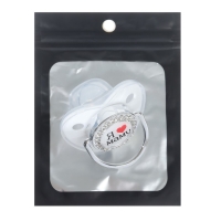 Соска - пустышка силиконовая ортодонтическая &laquo;Я люблю маму&raquo;, от 12 мес., с колпачком, цвет белый/серебро, стразы