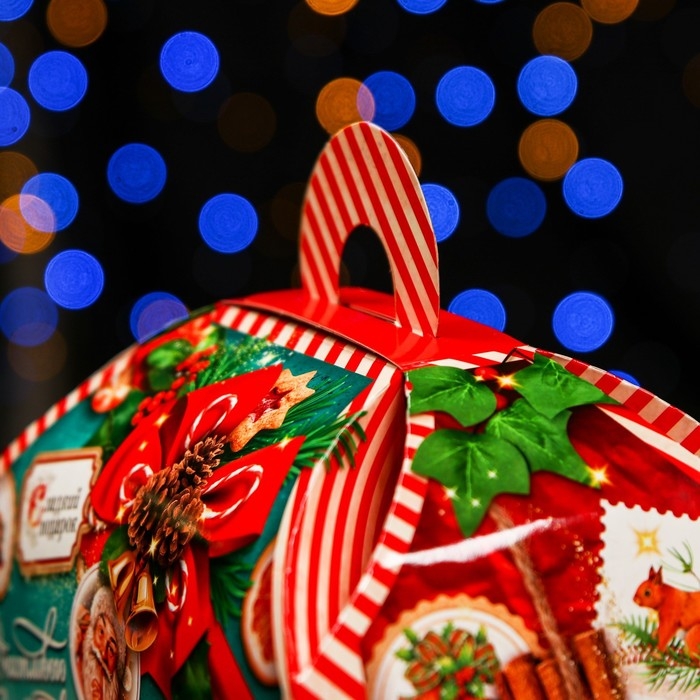 Новый год. Коробка подарочная складная Новый год. Коробка подарочная складная "Изумрудный Винтаж" 19,5 х 13 х 14 см.