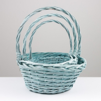 Набор корзин плетёных, 3 шт, 38x17x42 см, зеленый