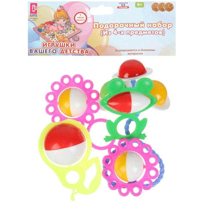 Набор погремушек &laquo;Ладушки&raquo;, 4шт, цвет МИКС, Аэлита