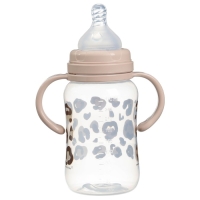 Бутылочка для кормления, широкое горло, средний поток от 3 мес., 270 мл., &laquo;Леопард&raquo;, M&B