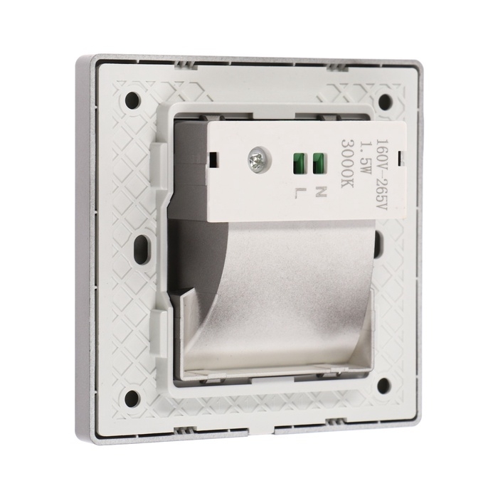 Встраиваемый светильник для лестницы, NL-38, датчик движ, 1.5 Вт, 60 Лм, 3000К, серебристый