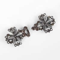 Декоративная застёжка, 6,5 &times; 3 см, цвет чёрный/серый