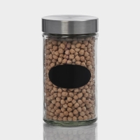 Банка стеклянная для хранения сыпучих продуктов с местом под надпись Доляна &laquo;Премиум&raquo;, 550 мл, 15&times;8 см, с металлической крышкой