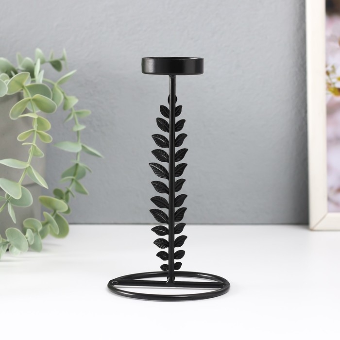 Подсвечник металл на 1 свечу "Веточка с листьями" d=4 см 8х8х13,5 см