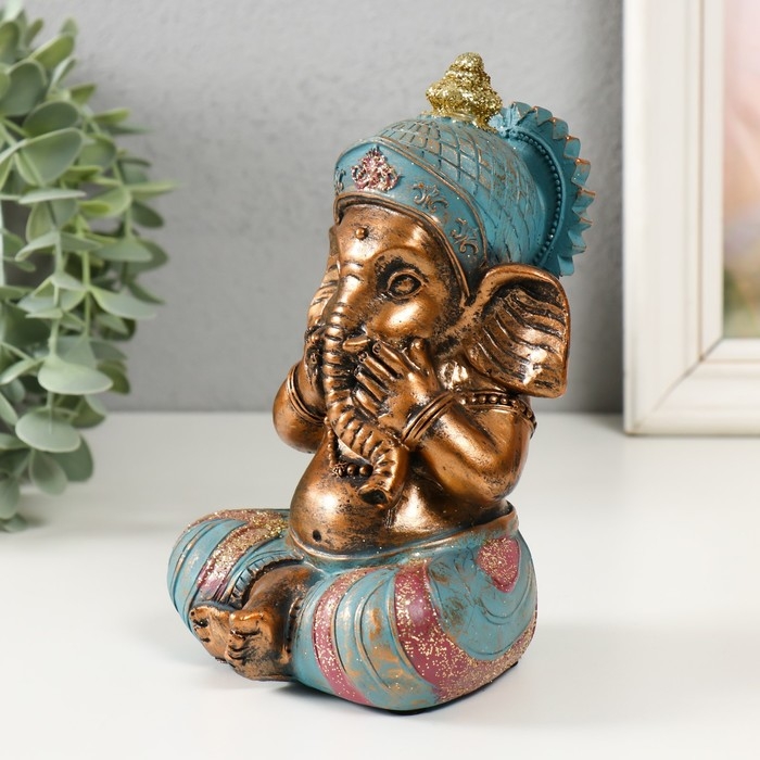 Сувенир полистоун Сувенир полистоун "Ганеша - не слышу, не вижу, не скажу" с золотой патиной МИКС 11х9,5х16 см 99303