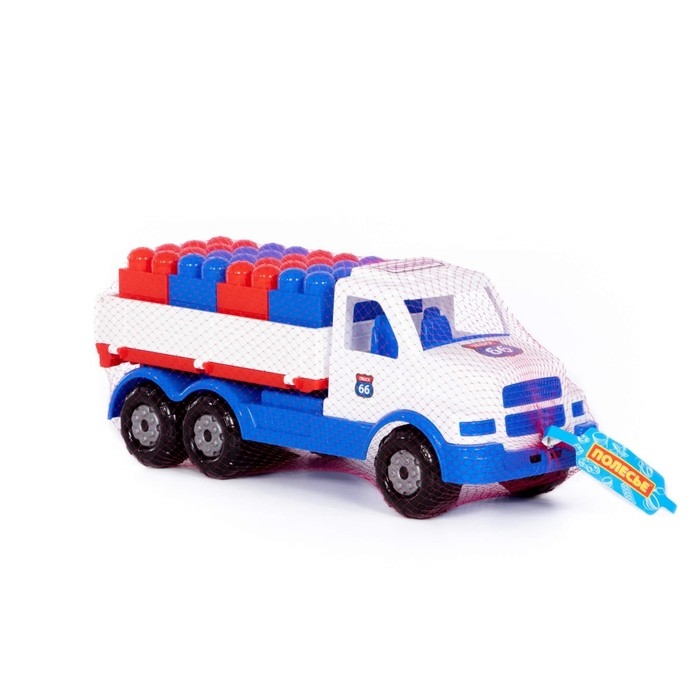 Автомобиль бортовой &laquo;Сталкер&raquo;, цвет бело-синий + конструктор &laquo;Юниор&raquo;, 20 элементов