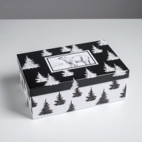 Набор подарочных коробок 5 в 1 &laquo;Черно-белый&raquo;, 32,5 х 20 х 12,5 - 22 х 14 х 8,5 см, Новый год