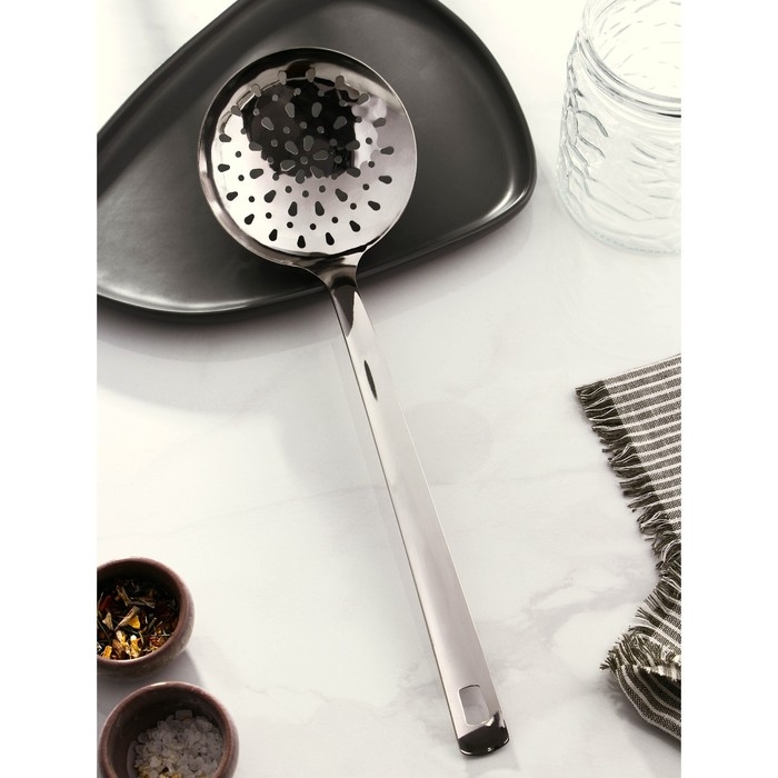 Шумовка из нержавеющей стали Доляна Everyday, 38&times;11,5 см, толщина 3 мм, цвет серебряный