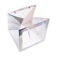 Пакет для торта с квадратным дном и окном, голографический, 30 х 30 х 30 см