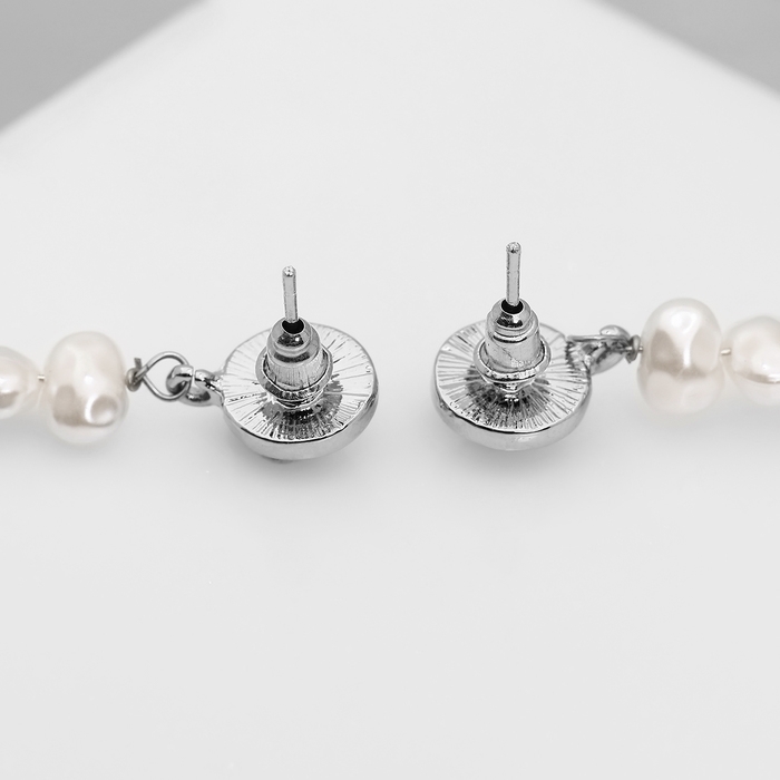 Серьги с жемчугом &laquo;Бусина&raquo; вершина, цвет серебро
