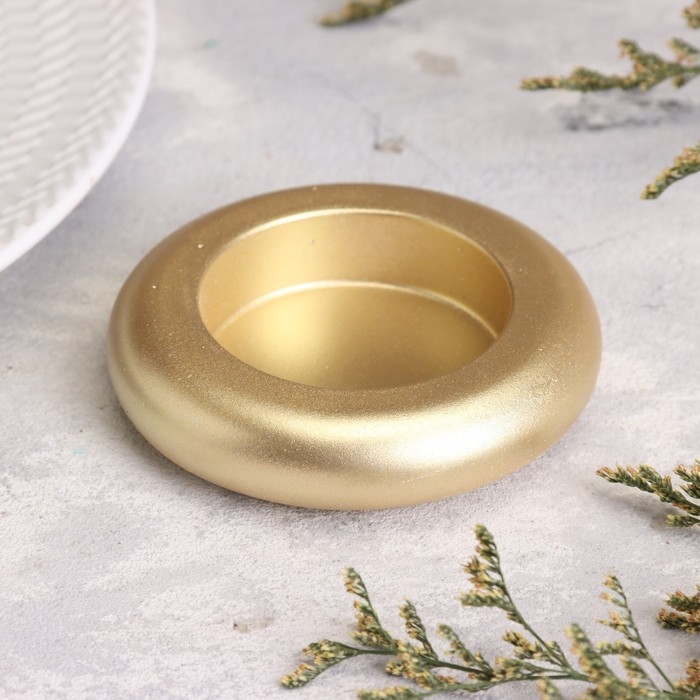 Подсвечник "Полноторие" из гипса малый,9х2,5см,золото