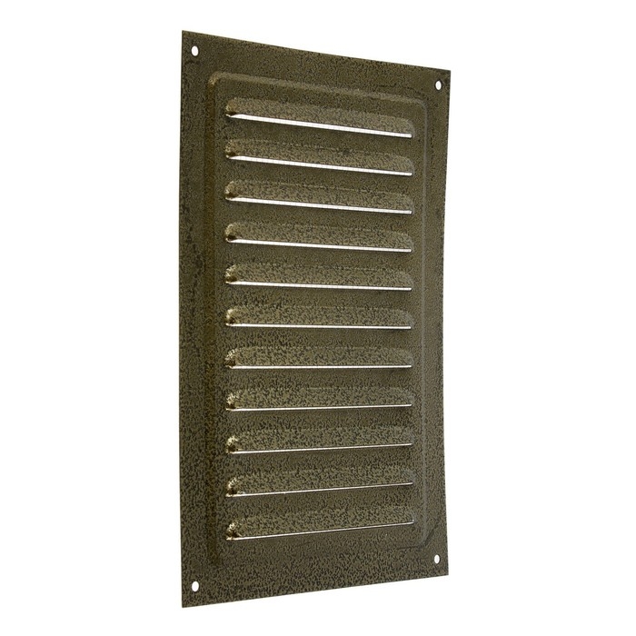 Решетка вентиляционная ZEIN Люкс РМ1724З, 170 х 240 мм, с сеткой, металлическая, золотая