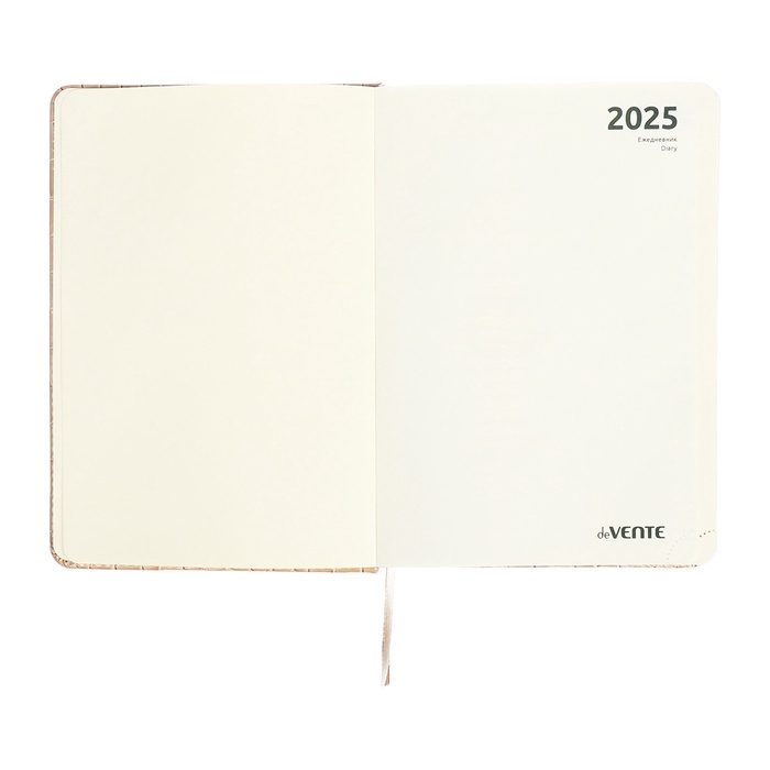 Ежедневник датированный 2025 A5 168 листов, deVENTE.Barbara, твердая обложка кожзам с поролоном, хлястик, перфорация, ляссе, блок 70, бежевый Ежедневник датированный 2025 A5 168 листов, deVENTE.Barbara, твердая обложка кожзам с поролоном, хлястик, перфорация, ляссе, блок 70, бежевый