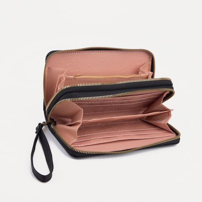 Кошелёк женский на молниях, цвет чёрный Кошелёк женский на молниях, цвет чёрный