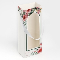 Пакет-переноска для цветов с пластиковым окном, &laquo;Только для тебя&raquo;, белая, 30 х 12 х 8 см