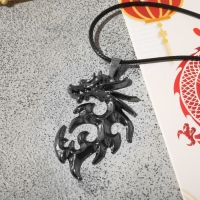 Кулон унисекс &laquo;Дракон&raquo; резной, цвет чёрный на чёрном шнурке, 44 см