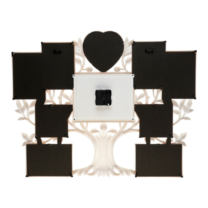 Часы настенные интерьерные, фоторамка - коллаж Часы настенные интерьерные, фоторамка - коллаж "Семейное дерево", бесшумные, 51.5 х 65 см