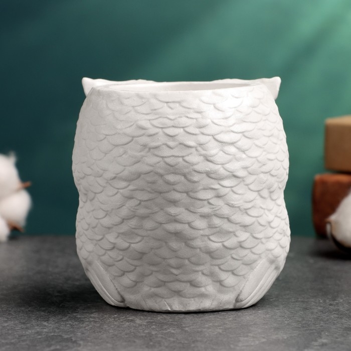 Фигурное кашпо "Сова с совенком" перламутр, 12х14х10см