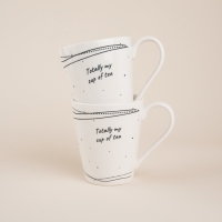 Набор кружек фарфоровых SL Home &laquo;Милый дом&raquo;, 350 мл, цвет белый