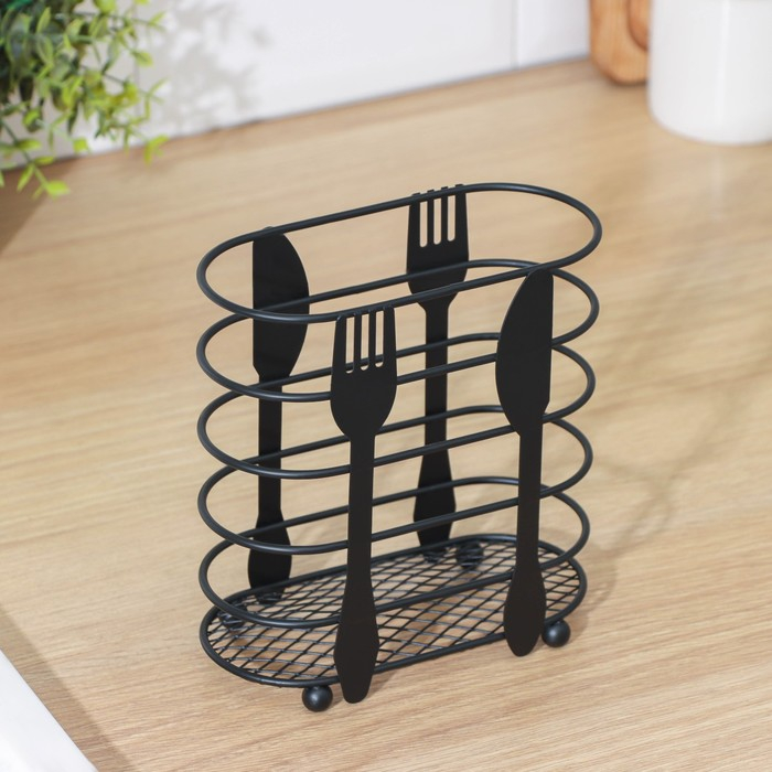 Сушилка для столовых приборов Доляна, 16&times;16,4&times;7,5 см, цвет чёрный