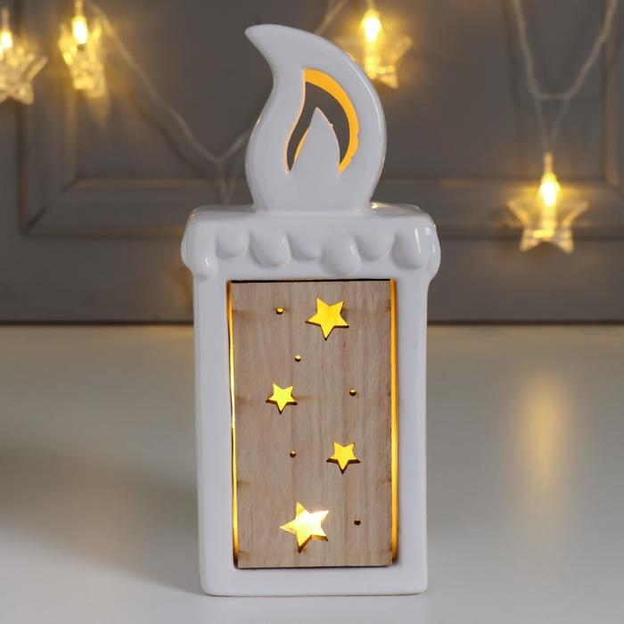 Сувенир керамика, дерево световой Сувенир керамика, дерево световой "Свеча" 17,6х6х7,6 см