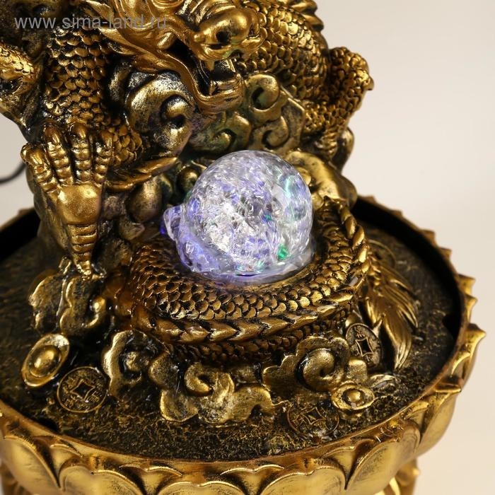 Фонтан настольный от сети, подсветка Фонтан настольный от сети, подсветка "Золотой дракон" 32х23х23 см