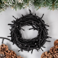 Гирлянда &laquo;Нить&raquo; 10 м, IP44, тёмная нить, 100 LED, свечение бело-синее, мигание, 220 В