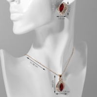 Гарнитур 2 предмета: серьги, кулон &laquo;Эдель&raquo; трио миндаль, цвет красно-белый в золоте, 50 см