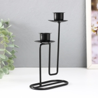 Подсвечник металл на 2 свечи "Кривая линия" d=2 см чёрный 11,5х6х17 см